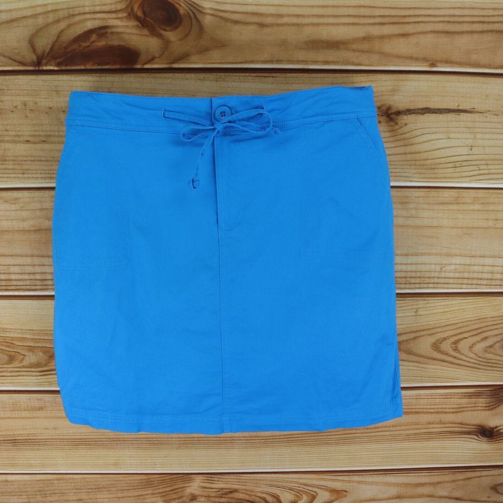 Christopher & Banks Skirt Womens Sz 12 Blue Lined Pockets Drawstring Zip Closure